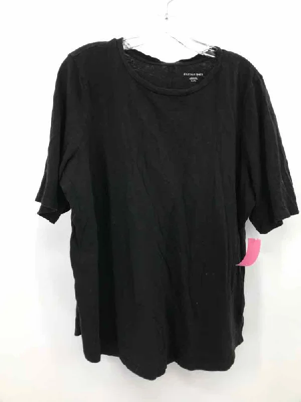 Pre-Owned Eileen Fisher Black Size XL T-shirt Striped Floral Plaid Striped Floral Plaid