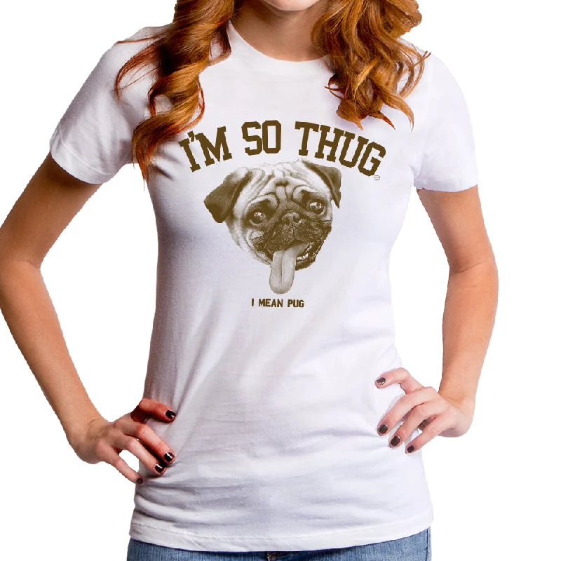 I'm So Pug Women's T-Shirt Thin T-Shirt Open Front Quick Dry Thin T-Shirt Open Front Quick Dry