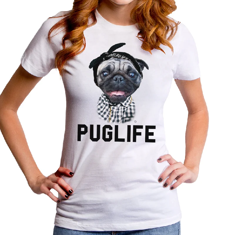 Pug Life Women's T-Shirt Zippered Front Buttoned Front Snap Front Zippered Front Buttoned Front Snap Front