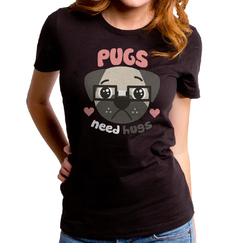 Pugs Need Hugs Women's T-Shirt Front Pockets Side Pockets Patch Pockets Front Pockets Side Pockets Patch Pockets