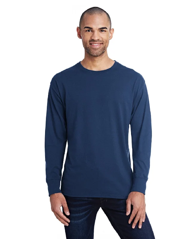 Hanes Mens X-Temp Long Sleeve T-Shirt | Navy Print Jacquard Patchwork Print Jacquard Patchwork Hanes Mens X-Temp Long Sleeve T-Shirt | Navy Print Jacquard Patchwork Print Jacquard Patchwork