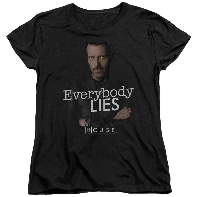 House Everybody Lies Women's T-Shirt Silk Blend Satin Velvet Silk Blend Satin Velvet