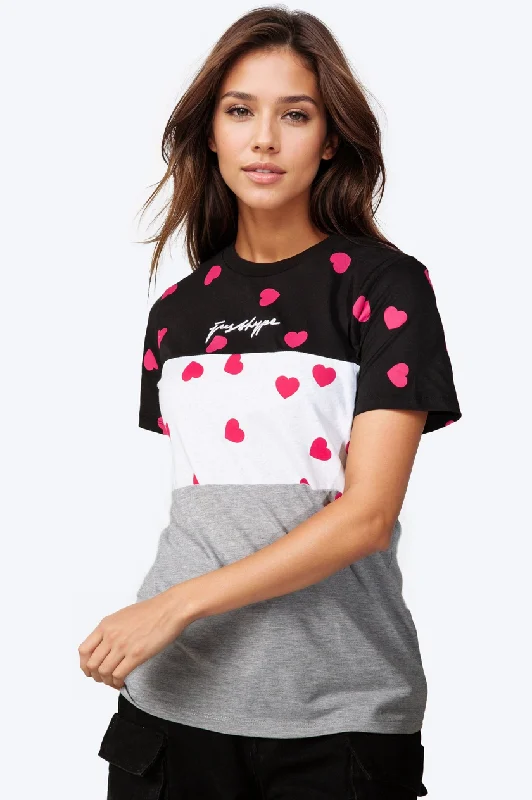 Hype Womens Grey Tri Scatter Heart Scribble T-Shirt Hooded Caped Shawl Collar Hooded Caped Shawl Collar Hype Womens Grey Tri Scatter Heart Scribble T-Shirt Hooded Caped Shawl Collar Hooded Caped Shawl Collar