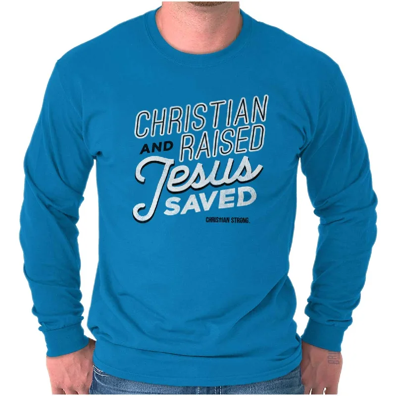 Jesus Saved Me Long Sleeve T-shirt V-Neck T-Shirt Long Sleeve Cotton V-Neck T-Shirt Long Sleeve Cotton