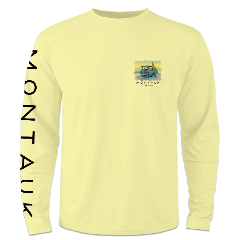 Men's Montauk Surf and Sports Montauk The End Woody Design Long Sleeve Tee Real Fur Shearling Chenille Real Fur Shearling Chenille Men's Montauk Surf and Sports Montauk The End Woody Design Long Sleeve Tee Real Fur Shearling Chenille Real Fur Shearling Chenille