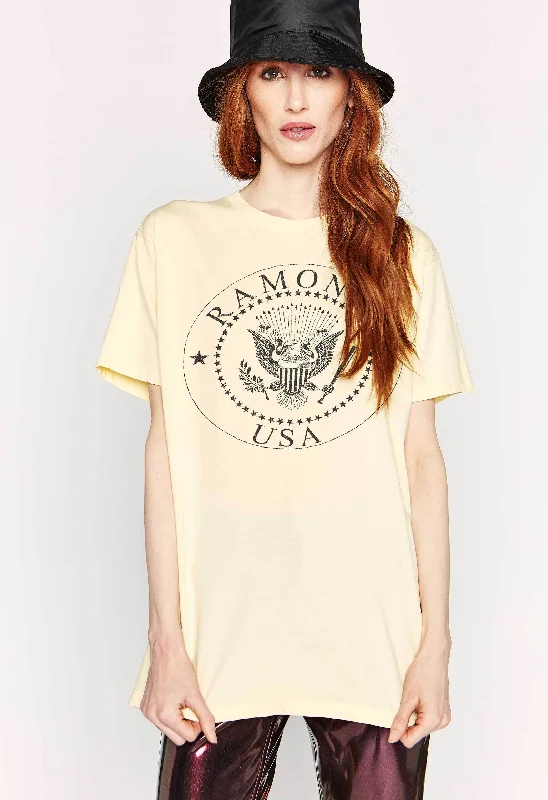 Ramones USA Crest Weekend T-Shirt - Buttercream Cotton Fabric Linen Fabric Terry Fabric Cotton Fabric Linen Fabric Terry Fabric Ramones USA Crest Weekend T-Shirt - Buttercream Cotton Fabric Linen Fabric Terry Fabric Cotton Fabric Linen Fabric Terry Fabric