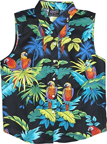 RJC Womens Jungle Parrot Sleeveless Button Down Shirt Elegant Classic Vintage Elegant Classic Vintage