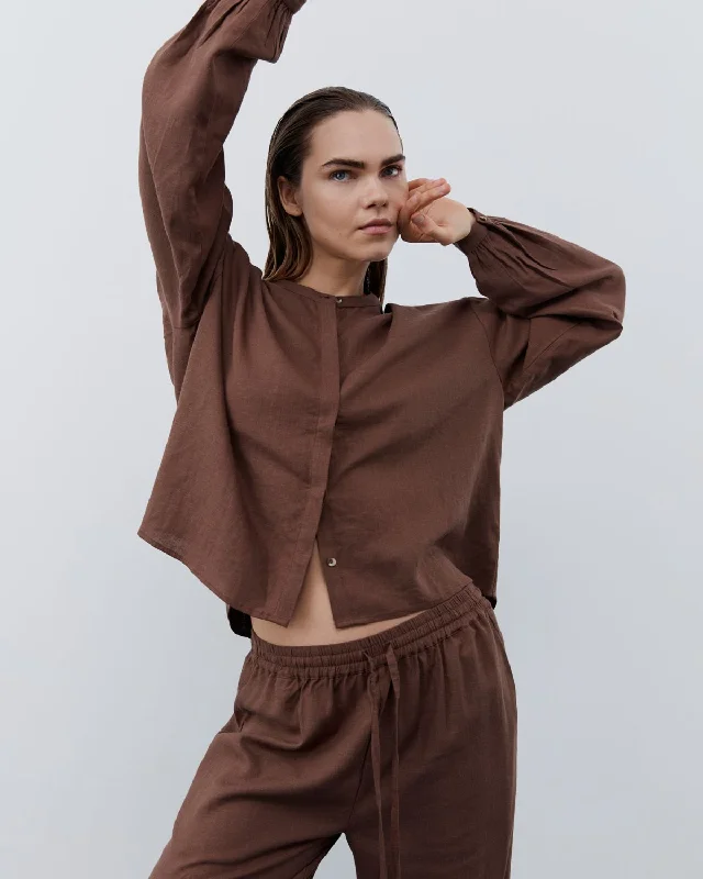 LINETTSW SHIRT - Chocolate brown Embroidered Appliqued Beaded Embroidered Appliqued Beaded LINETTSW SHIRT - Chocolate brown Embroidered Appliqued Beaded Embroidered Appliqued Beaded