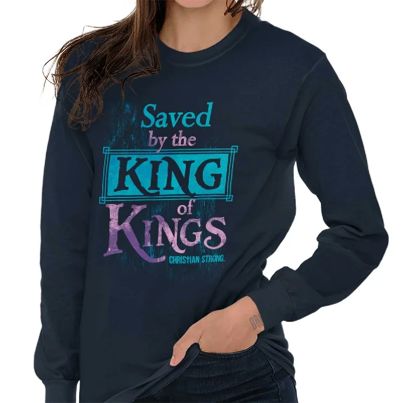 Saved by King of Kings Long Sleeve T-Shirt Zippered Front Buttoned Front Snap Front Zippered Front Buttoned Front Snap Front