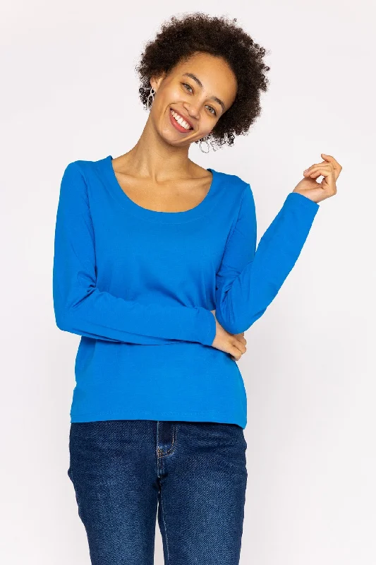 Scoop Neck Tee in Cobalt Rayon Velvet Corduroy Rayon Velvet Corduroy
