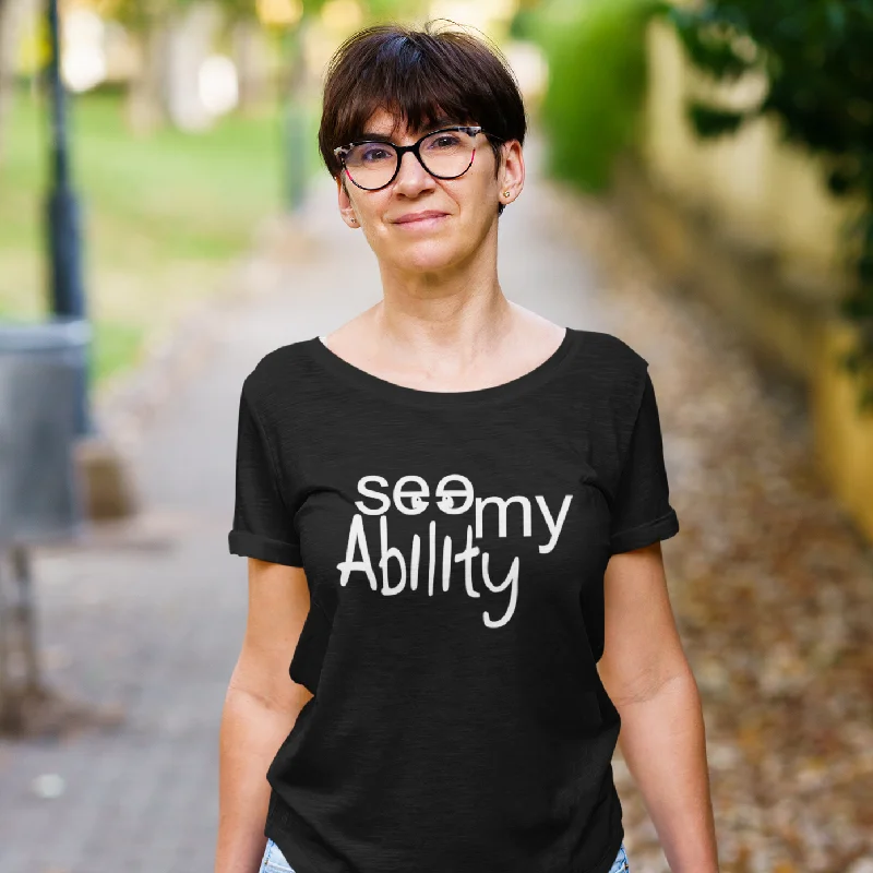 See My Ability Ladies Short Sleeve T-shirt Cotton Fabric Linen Fabric Terry Fabric Cotton Fabric Linen Fabric Terry Fabric See My Ability Ladies Short Sleeve T-shirt Cotton Fabric Linen Fabric Terry Fabric Cotton Fabric Linen Fabric Terry Fabric