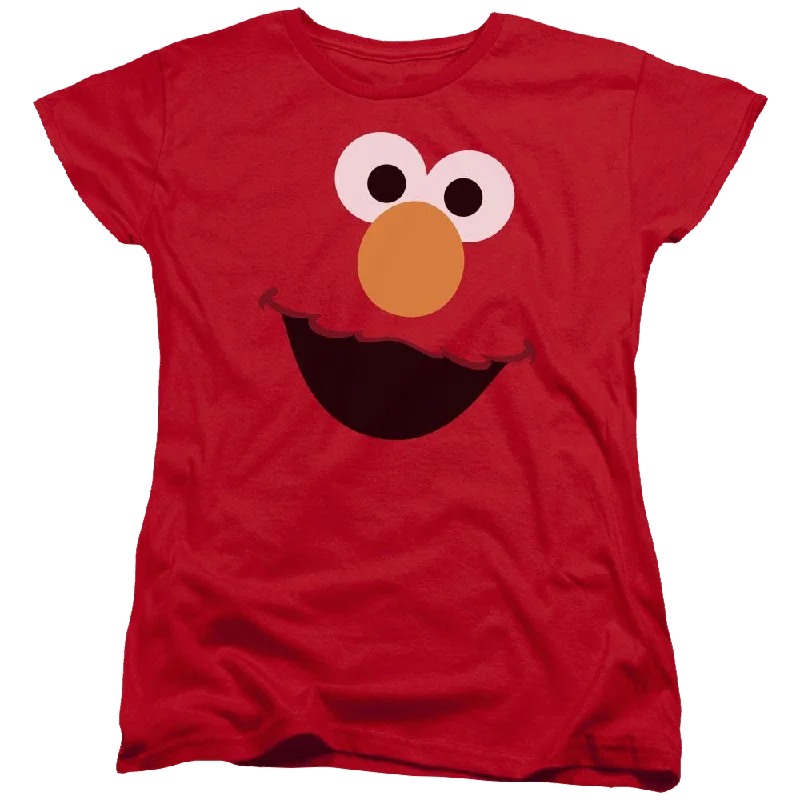 Sesame Street Elmo Face Women's T-Shirt Zippered Front Buttoned Front Snap Front Zippered Front Buttoned Front Snap Front