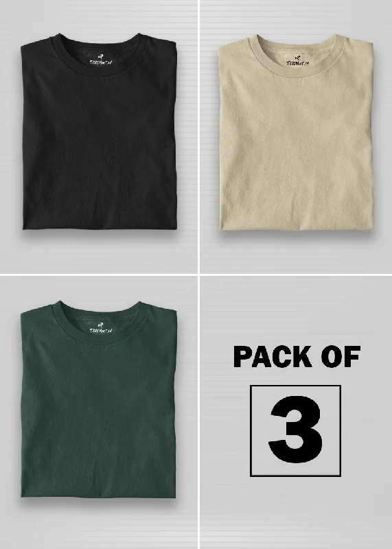 Solid Half Sleeve T-Shirt Women Combo - Pack of 3 Asymmetrical Pockets Print Asymmetrical Pockets Print Solid Half Sleeve T-Shirt Women Combo - Pack of 3 Asymmetrical Pockets Print Asymmetrical Pockets Print