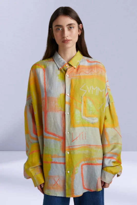 SUMMI SUMMI Womens Oversized Long Sleeve Shirt - Sigil Zippered Front Buttoned Front Snap Front Zippered Front Buttoned Front Snap Front SUMMI SUMMI Womens Oversized Long Sleeve Shirt - Sigil Zippered Front Buttoned Front Snap Front Zippered Front Buttoned Front Snap Front