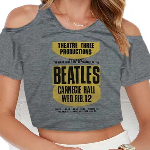 The Beatles Ladies Fashion T-Shirt: Carnegie Hall with Cropped Styling and Cut-outs Cozy Warm Stylish Cozy Warm Stylish