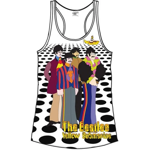 The Beatles Ladies Vest T-Shirt: Sea of Holes Print Jacquard Patchwork Print Jacquard Patchwork