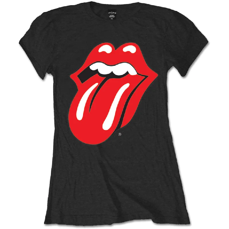 The Rolling Stones Classic Tongue Ladies T-Shirt Embroidered Appliqued Beaded Embroidered Appliqued Beaded