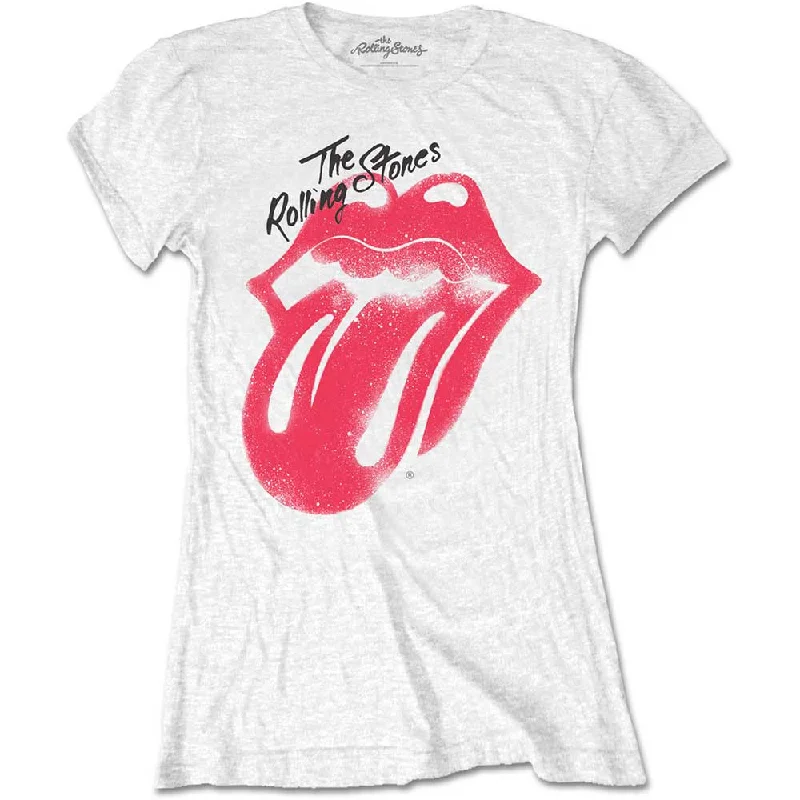 The Rolling Stones Ladies Fashion T-Shirt: Spray Tongue Collared Crew Neck Turtle Neck Collared Crew Neck Turtle Neck