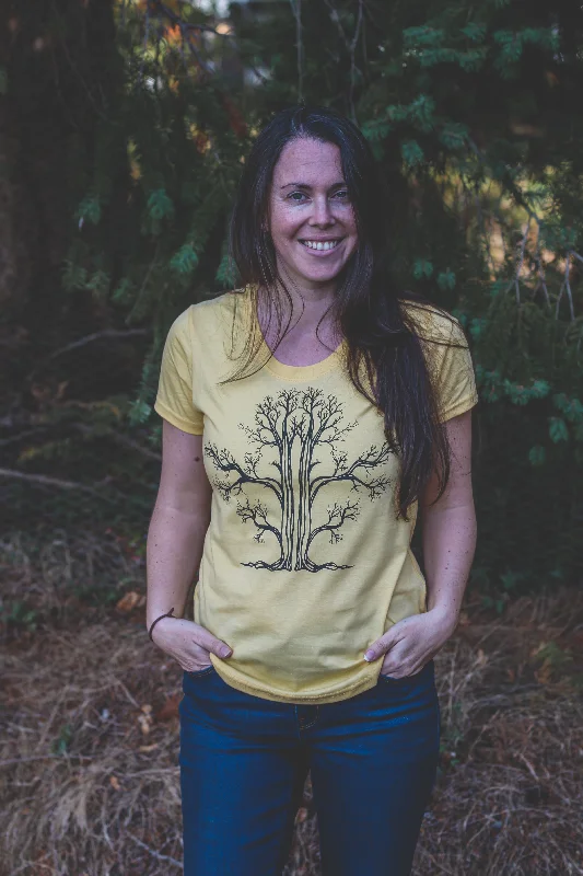 TREE - Womens Eco Tee - Yellow - SALE Mesh Canvas Denim Mesh Canvas Denim