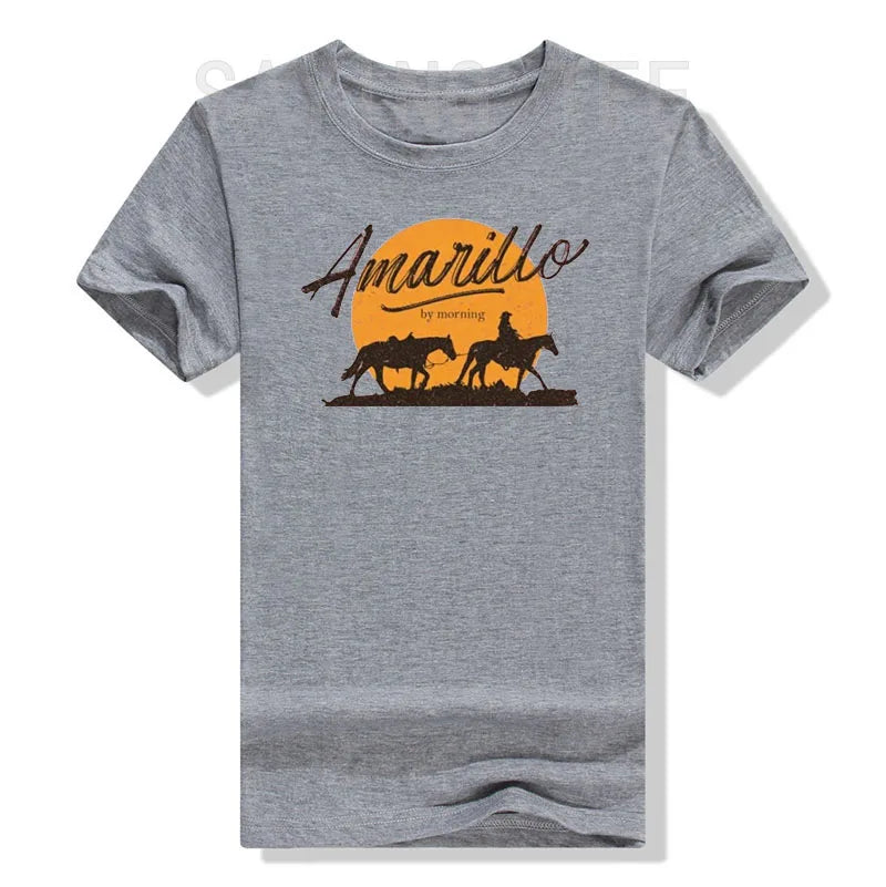 Women’s Retro Amarillo By Morning Western Country Music T-Shirt Short Sleeve Hooded Caped Shawl Collar Hooded Caped Shawl Collar