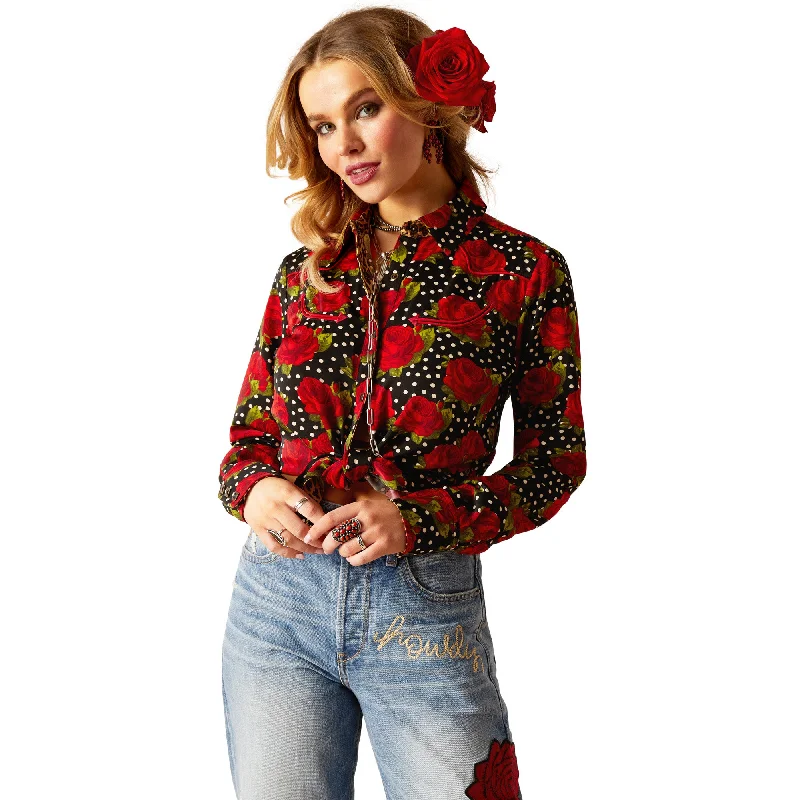 Retro Rose Rodeo Quincy Shirt Casual Formal Business Casual Formal Business