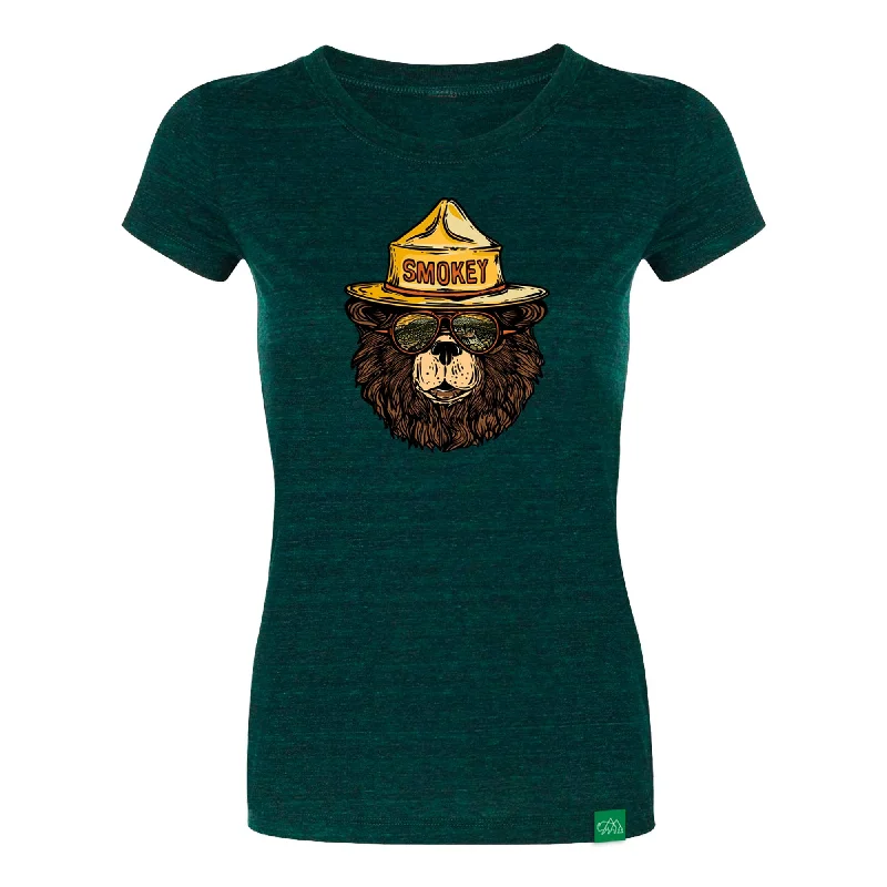 Smokey The Groovy Bear Women's Triblend Fitted T-Shirt Rayon Velvet Corduroy Rayon Velvet Corduroy