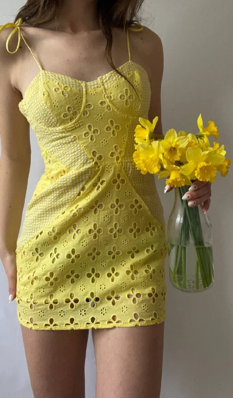 BOHEMIAN STRAPPY MINI DRESS IN LEMON Tunics Sale discount Tunics Sale discount