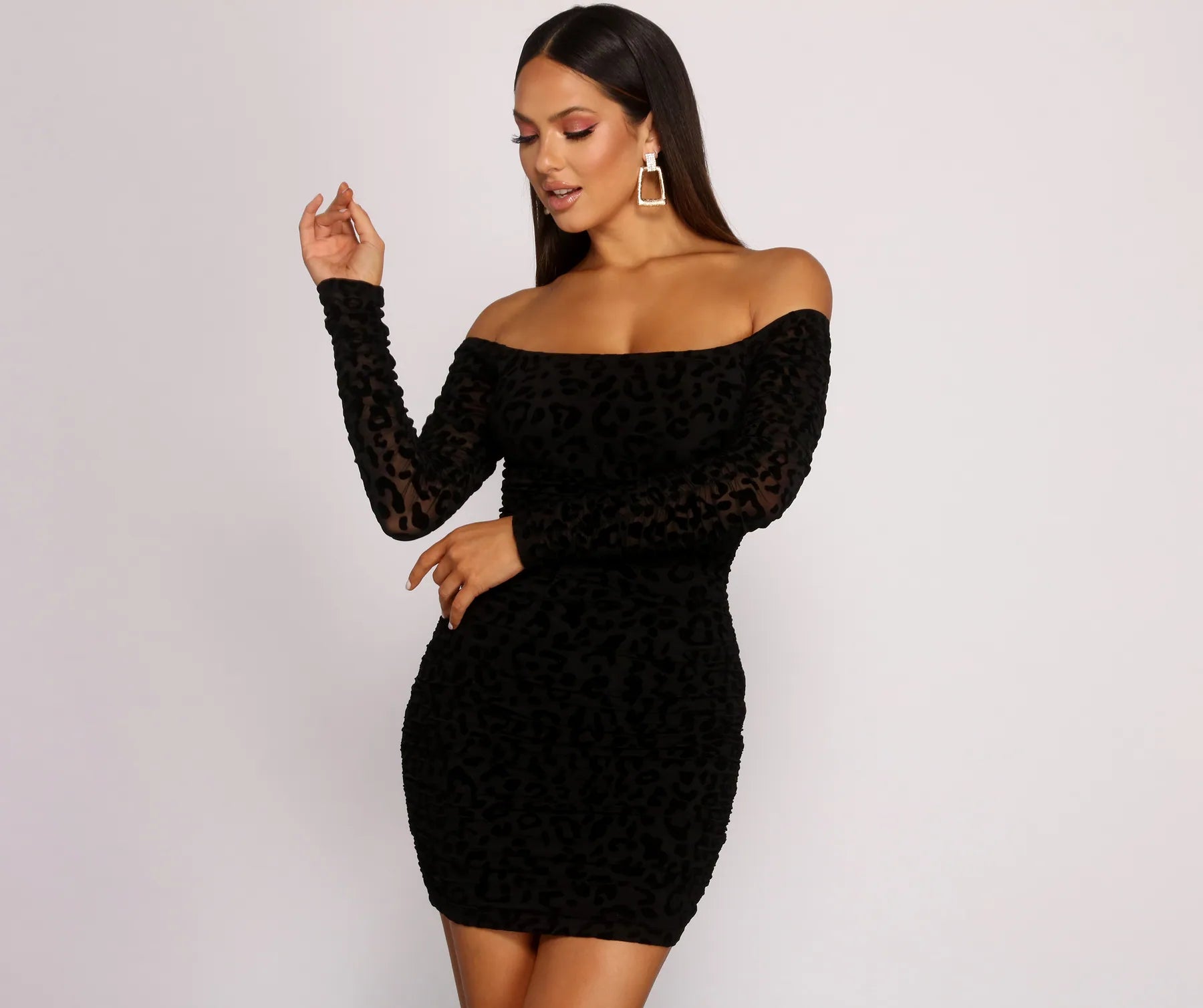 Burnout Mesh Leopard Print Mini Dress Tunics Denim casual Tunics Denim casual