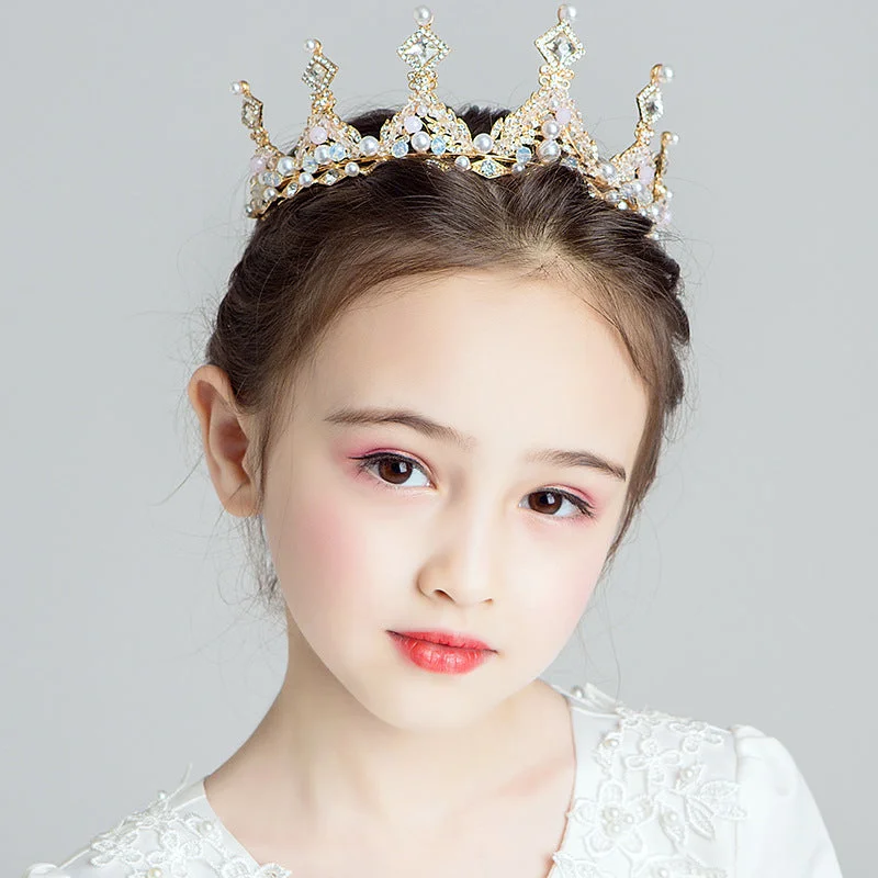 Children's Dress Accessories Retro Rhinestone Princess Crown Headpiece Boatneck Modish Everyday Boatneck Modish Everyday