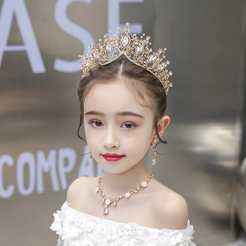 Children's Dress Accessories Vintage Elegant Crystal Crown Headpiece Tunics Luxurious high-end Tunics Luxurious high-end