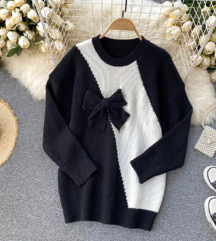 Cute bow knitted sweater dress  056 Tunics Favorite customer Tunics Favorite customer