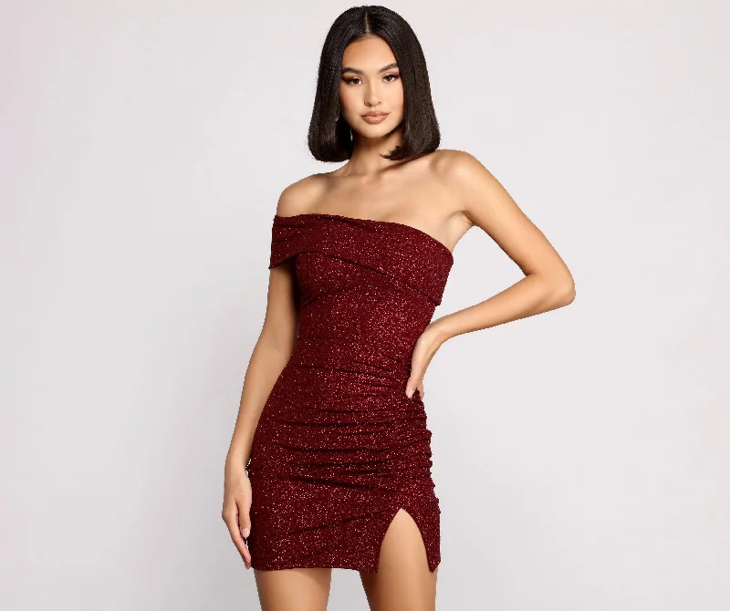 First Impression One-Shoulder Glitter Mini Dress Tunics Stylish elegant Tunics Stylish elegant First Impression One-Shoulder Glitter Mini Dress Tunics Stylish elegant Tunics Stylish elegant