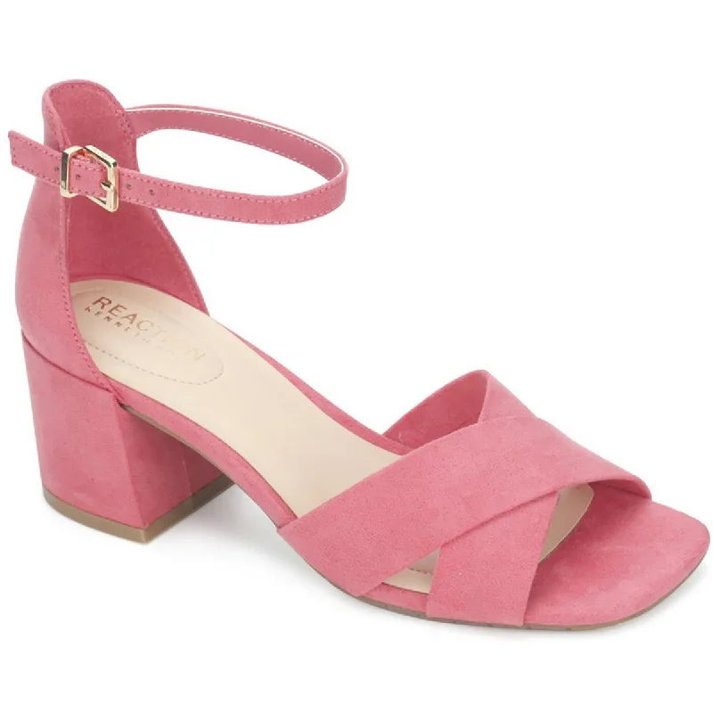 Kenneth Cole Reaction Womens Mix X-Band Faux Suede Dressy Block Heel Crew Neckline Casual Crew Neckline Casual