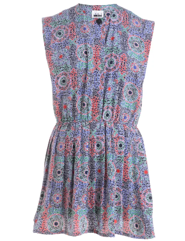 Label Anna Sleeveless Summer Short Dress Boat Neckline Classic Boat Neckline Classic