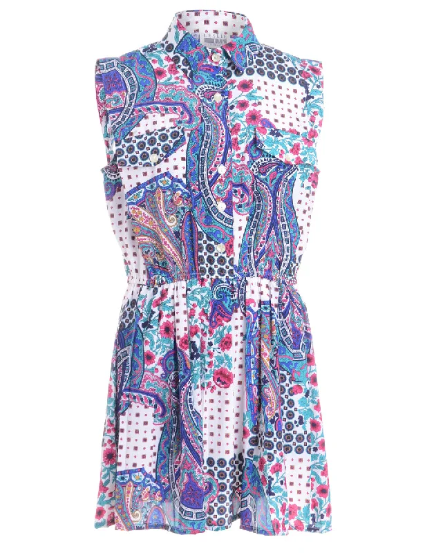 Label Anna Sleeveless Summer Short Dress Crew Neckline Sporty Crew Neckline Sporty