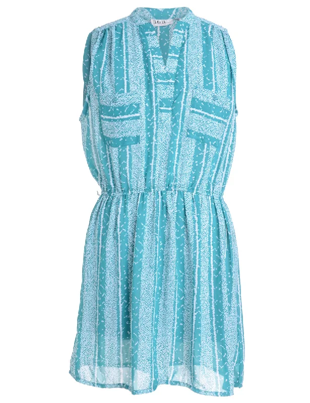 Label Anna Sleeveless Summer Short Dress Crew Neckline Casual Crew Neckline Casual