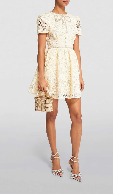 LACE BOW MINI DRESS IN WHITE Tunics Solid Classic Tunics Solid Classic