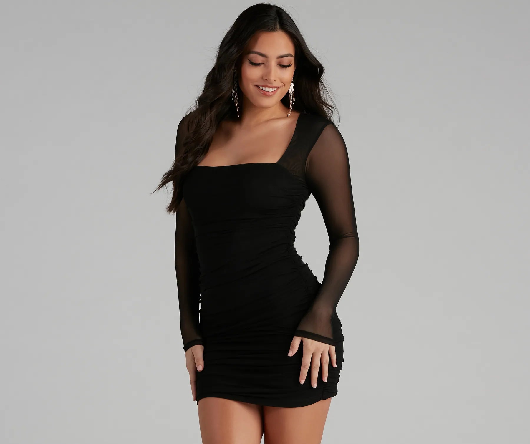 Mesmerize In Mesh Ruched Mini Dress Casual Short Summer Casual Short Summer